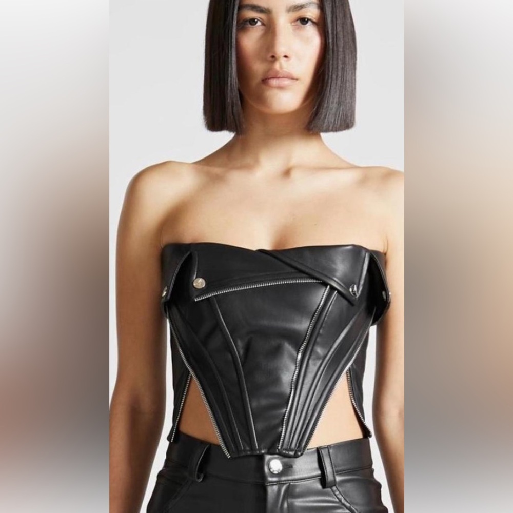 Maniere De Voir Black Leather Top